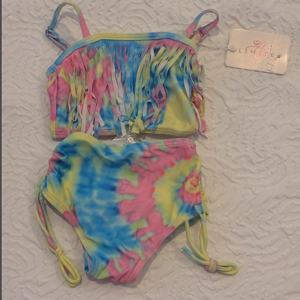 Limited Too Pastel Tie-Dye Bikini with Fringe